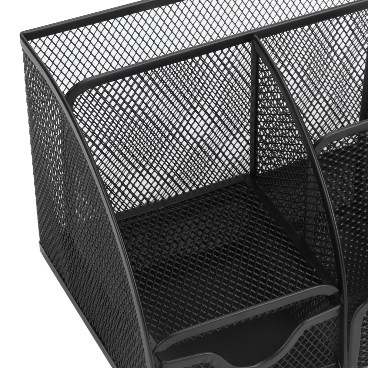 Desktop Mesh Pen Storage Holder 7 Compartments Multifunction Black for Home Sturdy Office
