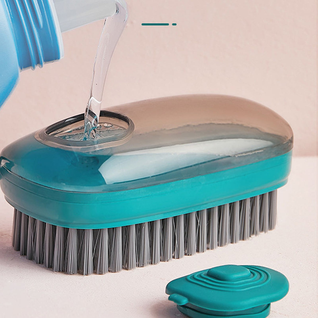Hydraulic Cleaning Brush Automatic Liquid Filling Ergonomic Design Multifunction Scrub Brush for Clothes ShoesGreen