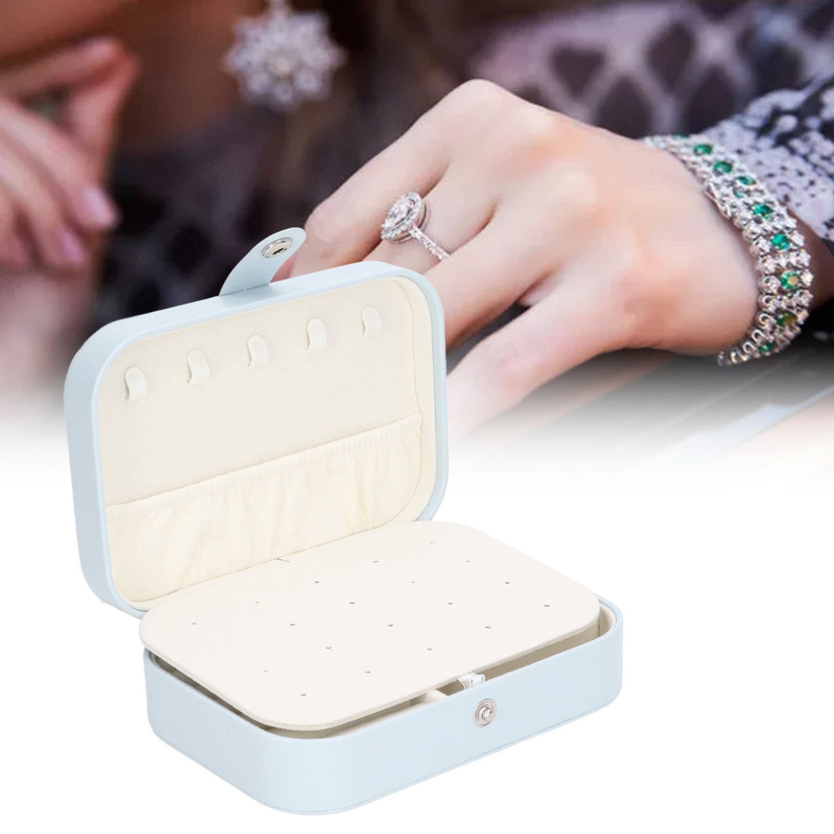 Jewelry Travel Case Large Capacity Durable Leather Simple Style Multifunction Travel Jewelry Box for Rings Earrings