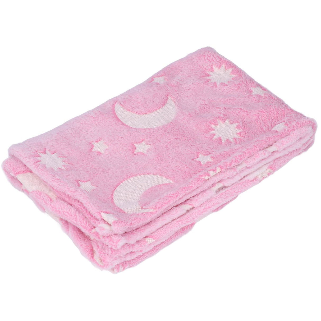 1.5x2m Luminous Blanket Double Side Flannel Star Moon Design Soft Glow in The Dark Blanket for KidsPink