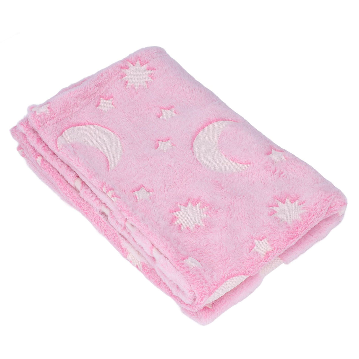 1.5x2m Luminous Blanket Double Side Flannel Star Moon Design Soft Glow in The Dark Blanket for KidsPink