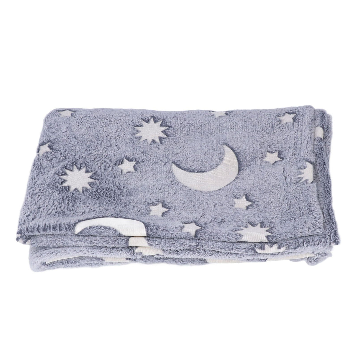 1.5x2m Luminous Blanket Double Side Flannel Star Moon Design Soft Glow in The Dark Blanket for KidsGray