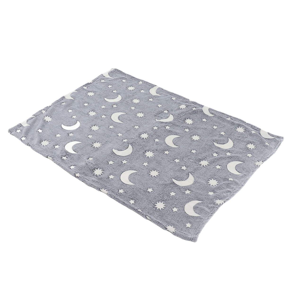 1.5x2m Luminous Blanket Double Side Flannel Star Moon Design Soft Glow in The Dark Blanket for KidsGray