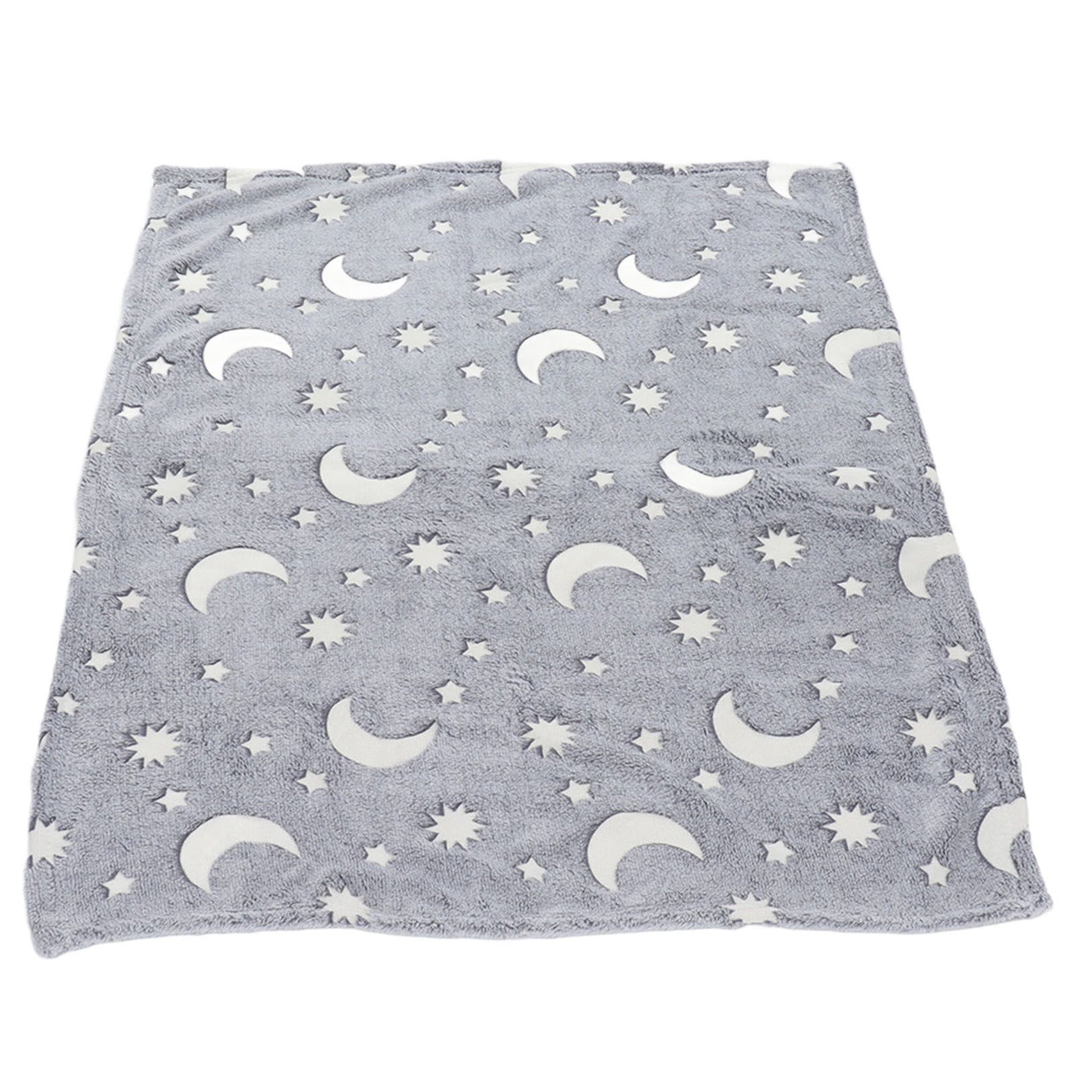 1.5x2m Luminous Blanket Double Side Flannel Star Moon Design Soft Glow in The Dark Blanket for KidsGray