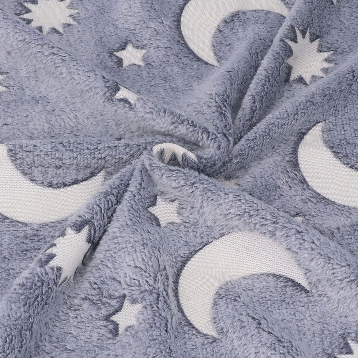 1.5x2m Luminous Blanket Double Side Flannel Star Moon Design Soft Glow in The Dark Blanket for KidsGray
