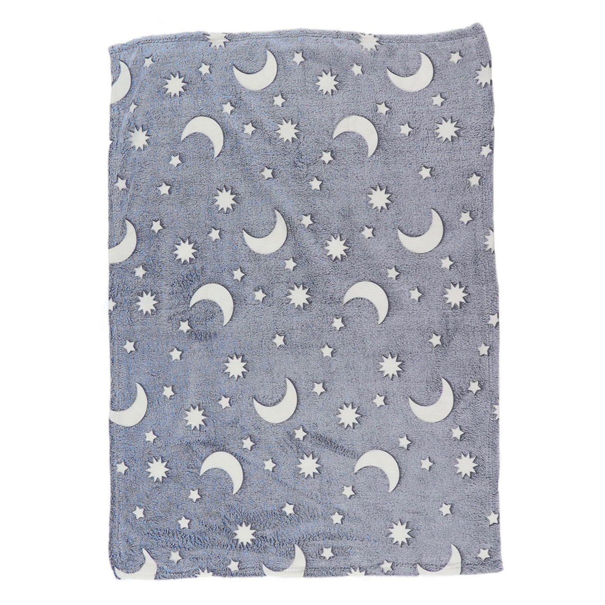 1.5x2m Luminous Blanket Double Side Flannel Star Moon Design Soft Glow in The Dark Blanket for KidsDusty Blue