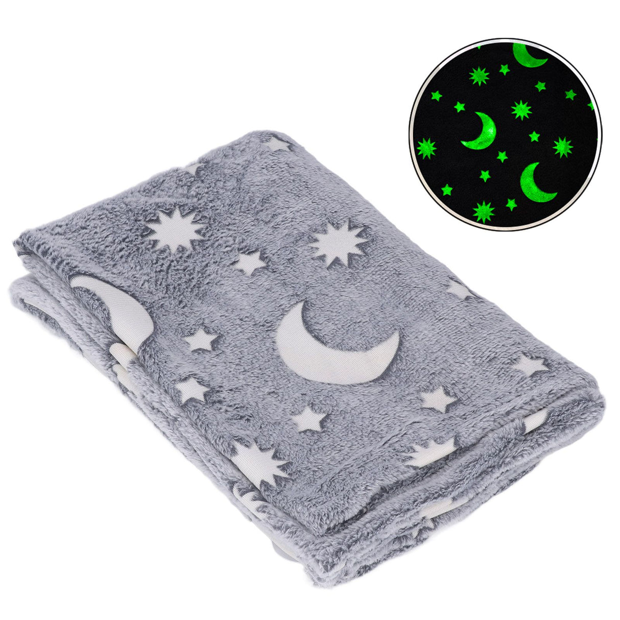 Glowing Polyester Blanket Soft and Warm Fuzzy Blanket for Bed Sofa Couch All SeasonGrey