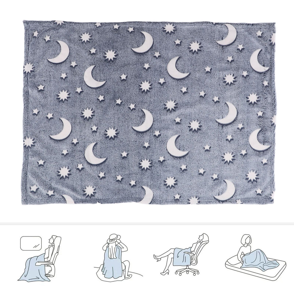 Glowing Polyester Blanket Soft and Warm Fuzzy Blanket for Bed Sofa Couch All SeasonDusty Blue