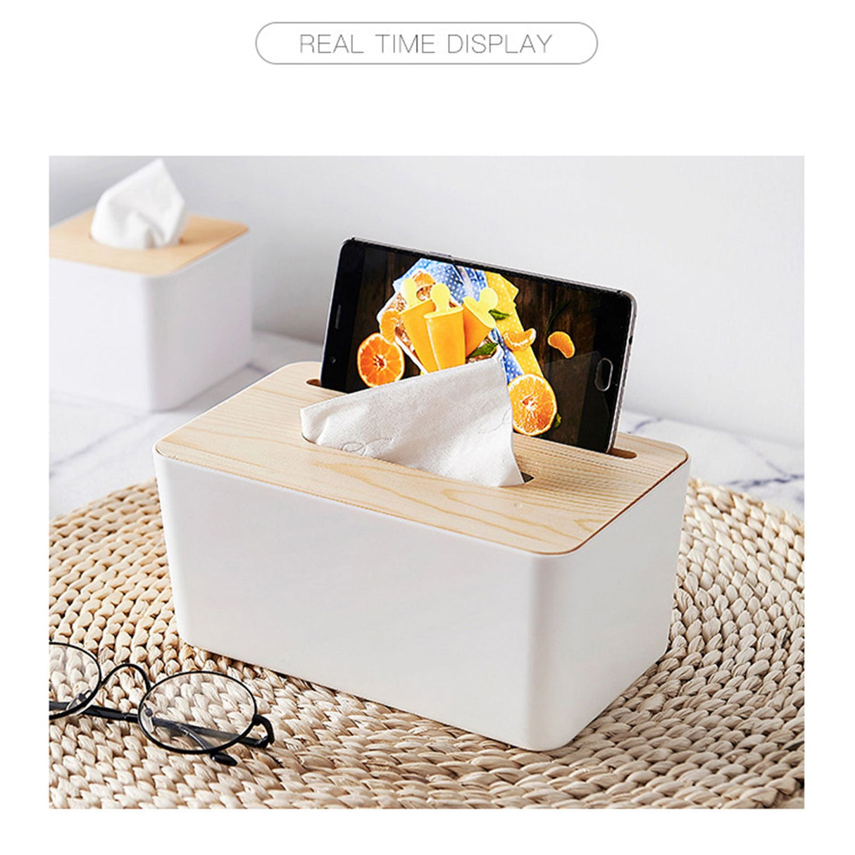 Tissue Box Holder Large Capacity Detachable Mini Tissue Storage Container for Bathroom Bedroom Dressers DesksRectangle
