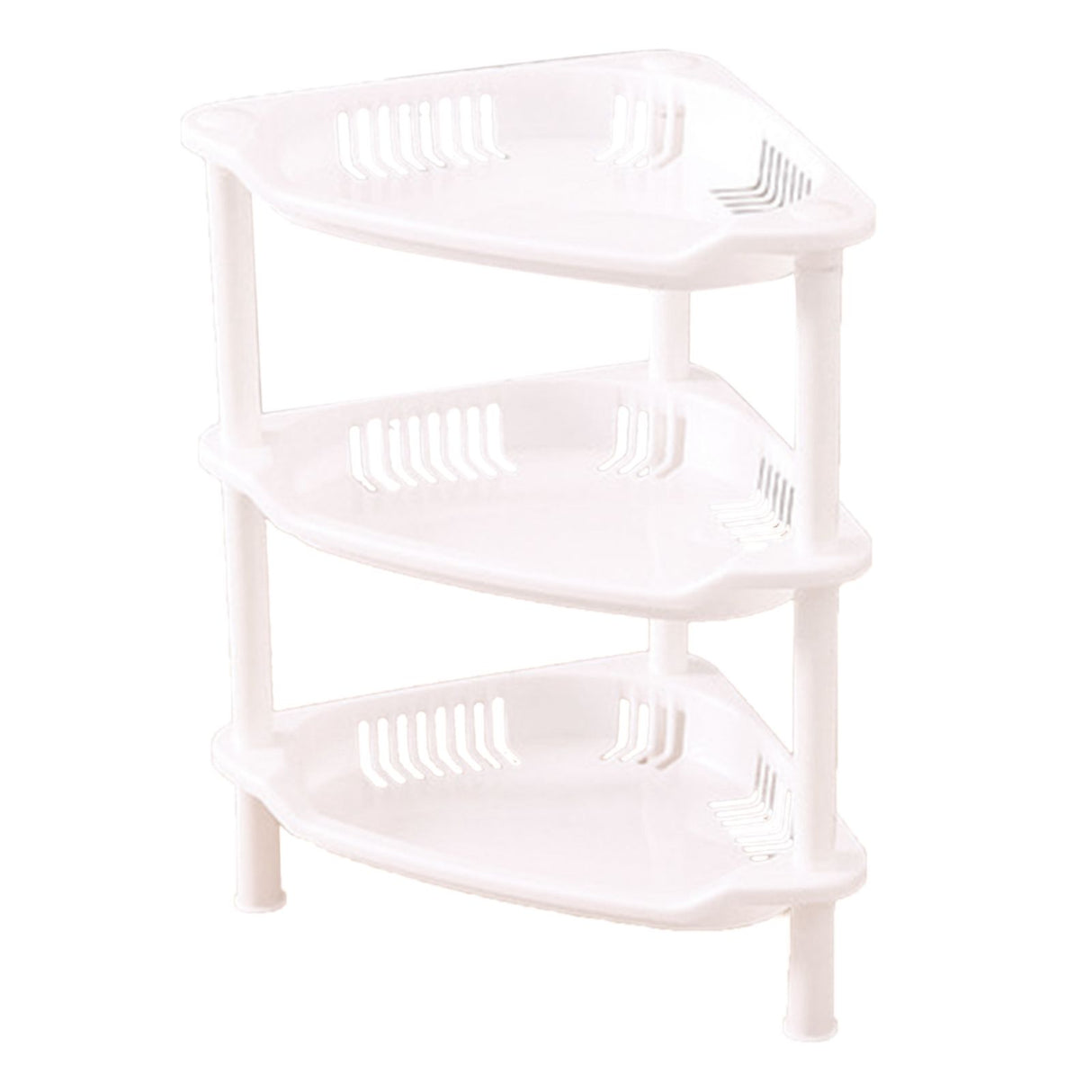 3 Layers Bathroom Standing Shelf Bathroom Stand PP Land Installation Bathroom Rack Storage Shelves for Bathroom KitchenWhite Trigon