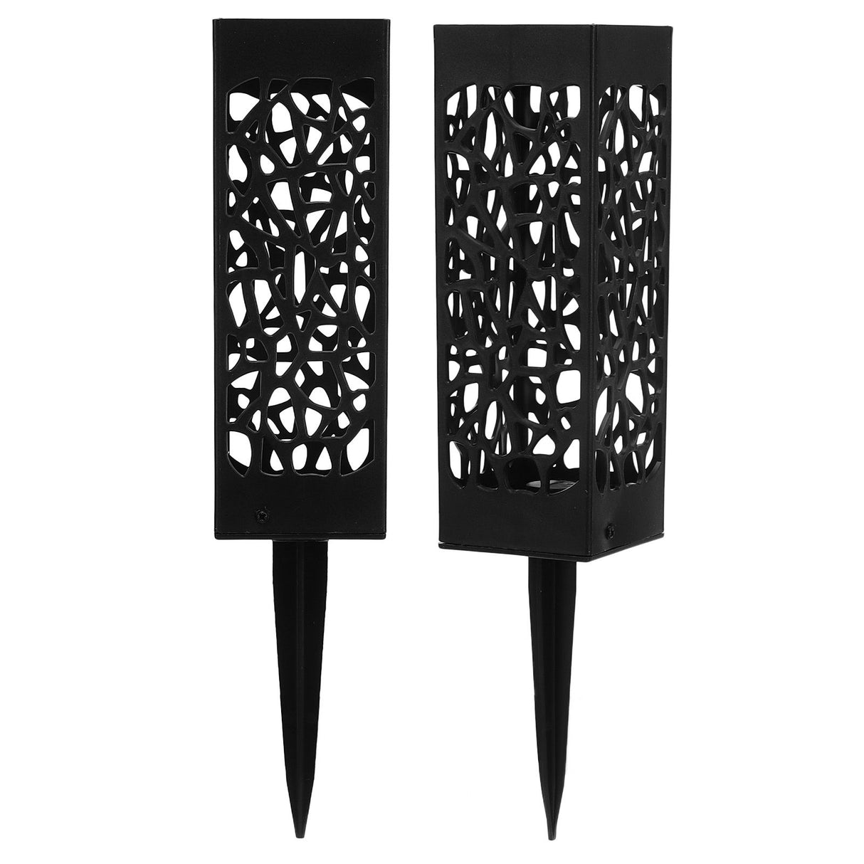 2Pcs Cemetery Grave Vase Black Column Unique Hollow Design Easy Installation Ground Insert Grave Flower Holders