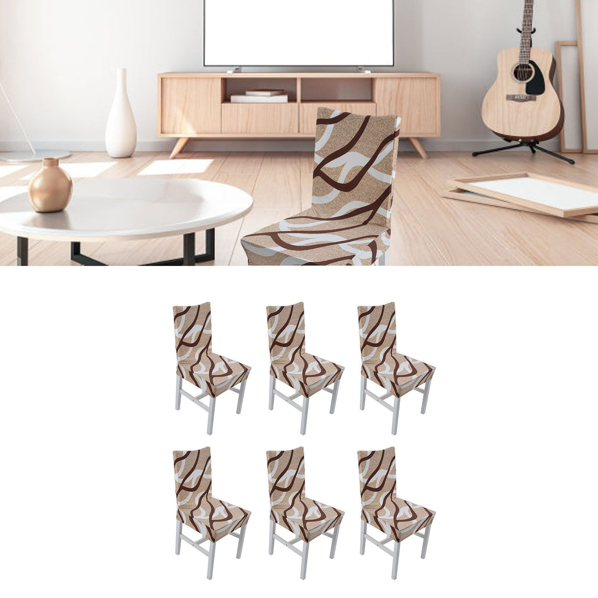 6PCS High Elasticity Chair Cover Removable Washable Dustproof Home Hotel Dining Chair CoversType 2