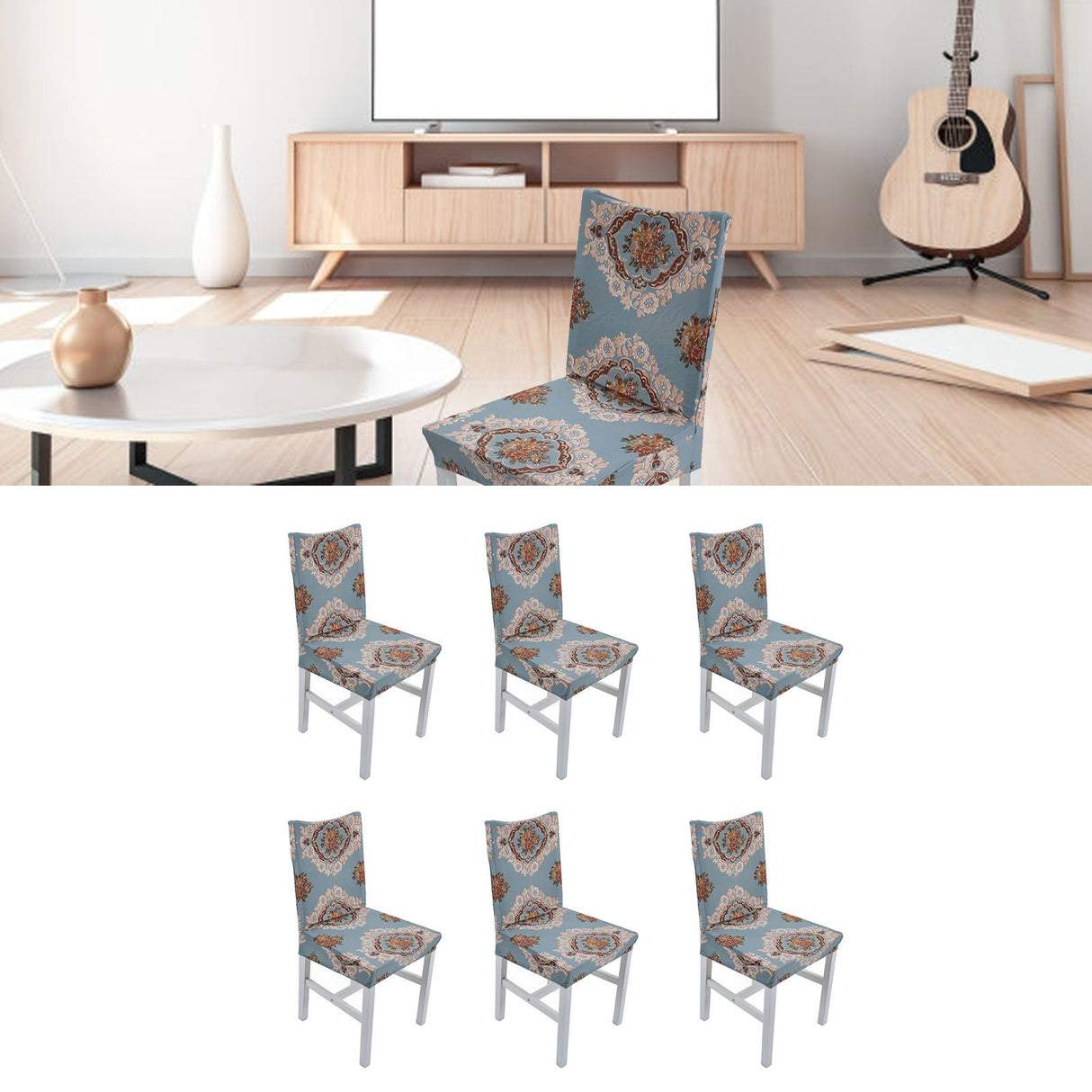 6PCS High Elasticity Chair Cover Removable Washable Dustproof Home Hotel Dining Chair CoversType 4