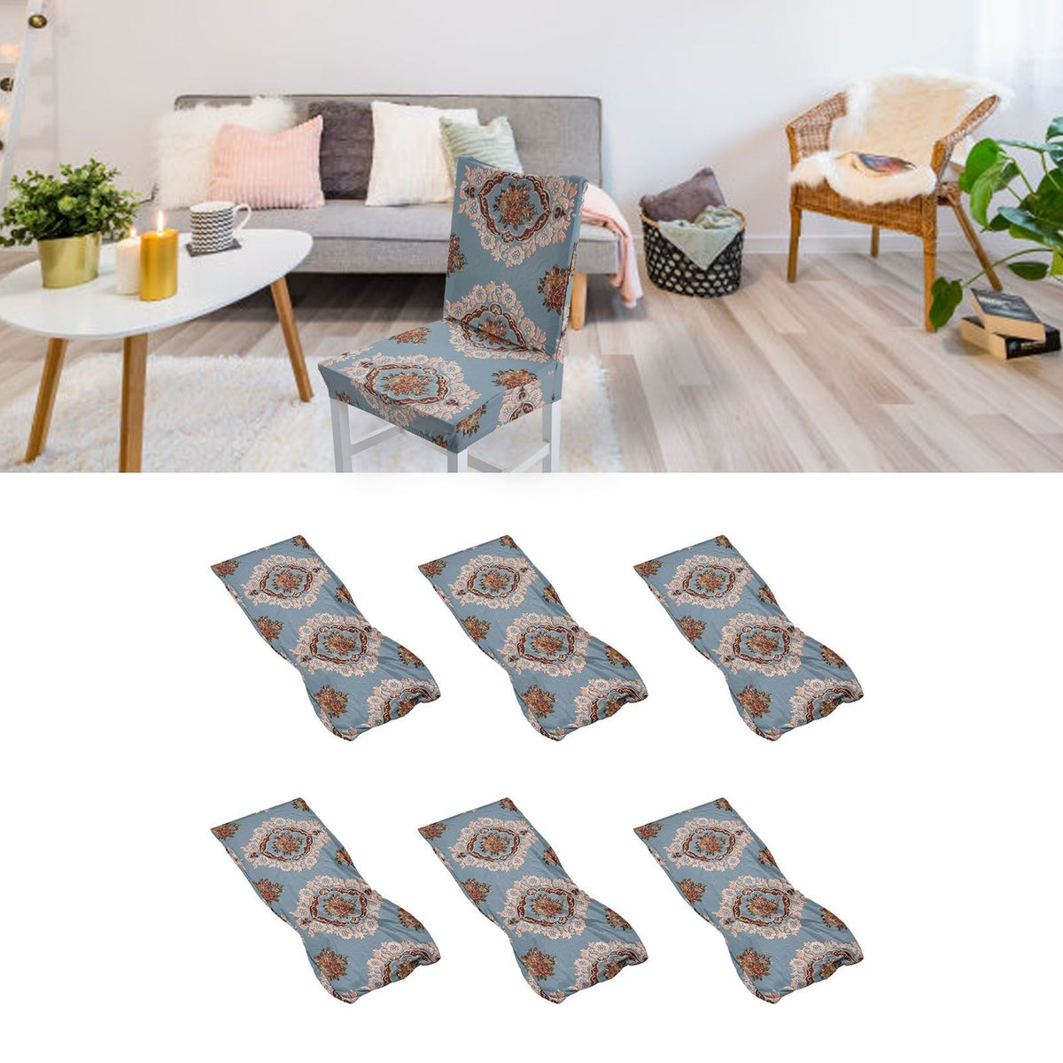 6PCS High Elasticity Chair Cover Removable Washable Dustproof Home Hotel Dining Chair CoversType 4