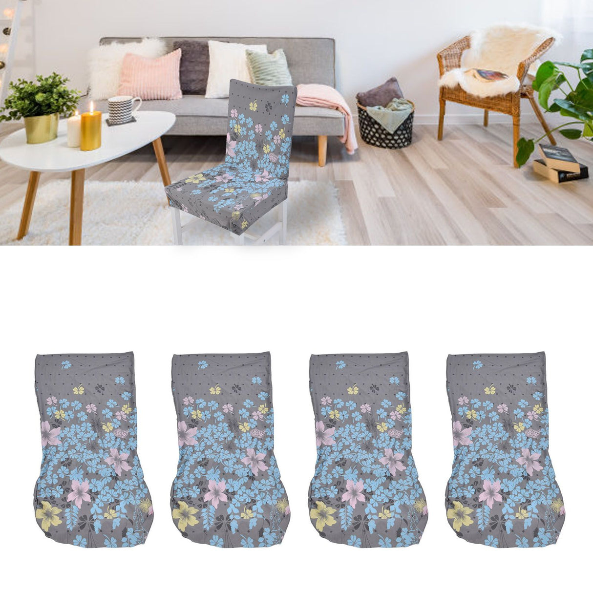 4Pcs Chair Slipcover High Elasticity Stylish Elegant Design Dustproof Dining Chair Cover for Hotel Office BanquetLittle Love