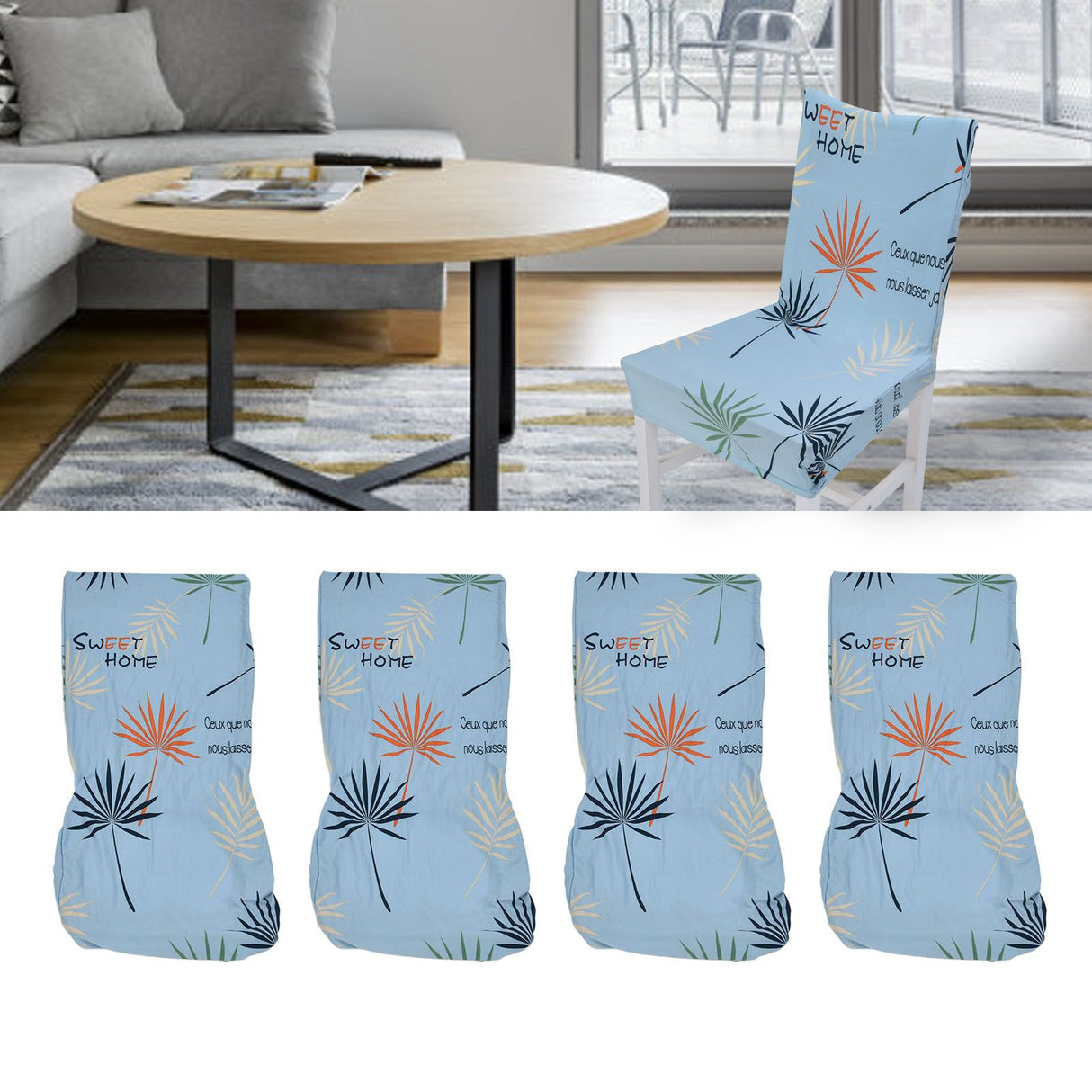 4Pcs Chair Slipcover High Elasticity Stylish Elegant Design Dustproof Dining Chair Cover for Hotel Office BanquetBlue Impressions