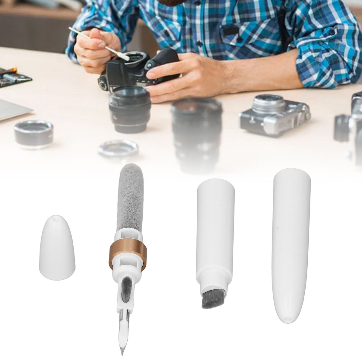 Bluetooth Earbuds Cleaning Pen Multifunction Earphones Case Cleaning Tools for IOS Earbuds Gold