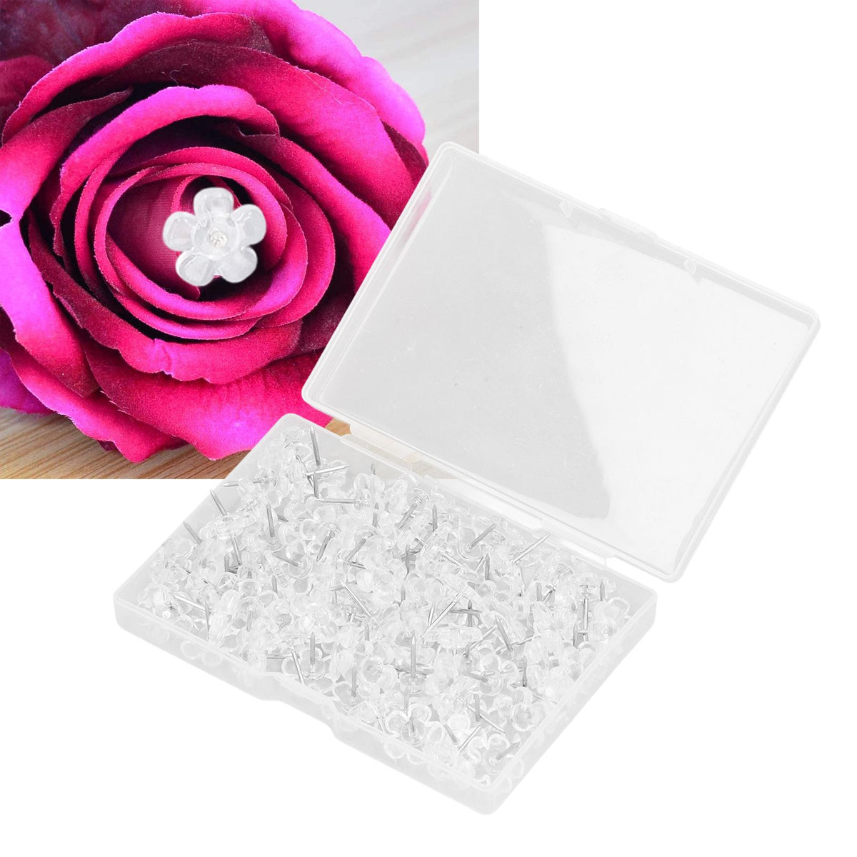 100 Pcs Corsage Pins Transparent White Plastic Flower Head Positioning Pins Corsage Pins Handicraft Decoration