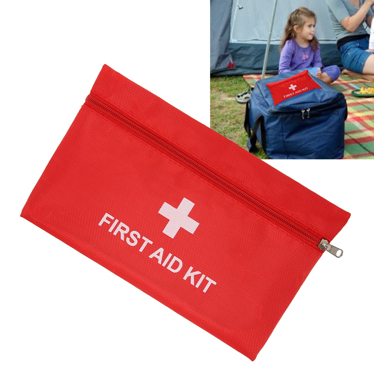 5Pcs/Set Potable Medicine Bag Empty Aid Case Rescue Pouch Waterproof Nylon Red for Home Outdoor Travel Large 25x16cm/9.84x6.3in