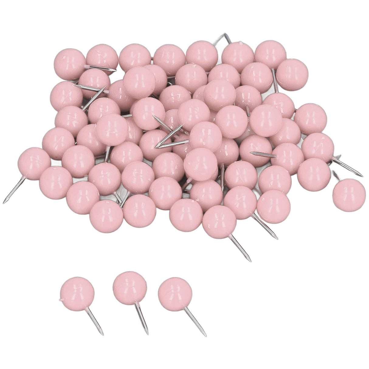 100Pcs Push Pins Map Tacks Steel Plastic Decorative Marking Pins for Cork Boards 9.5x20mm Pink