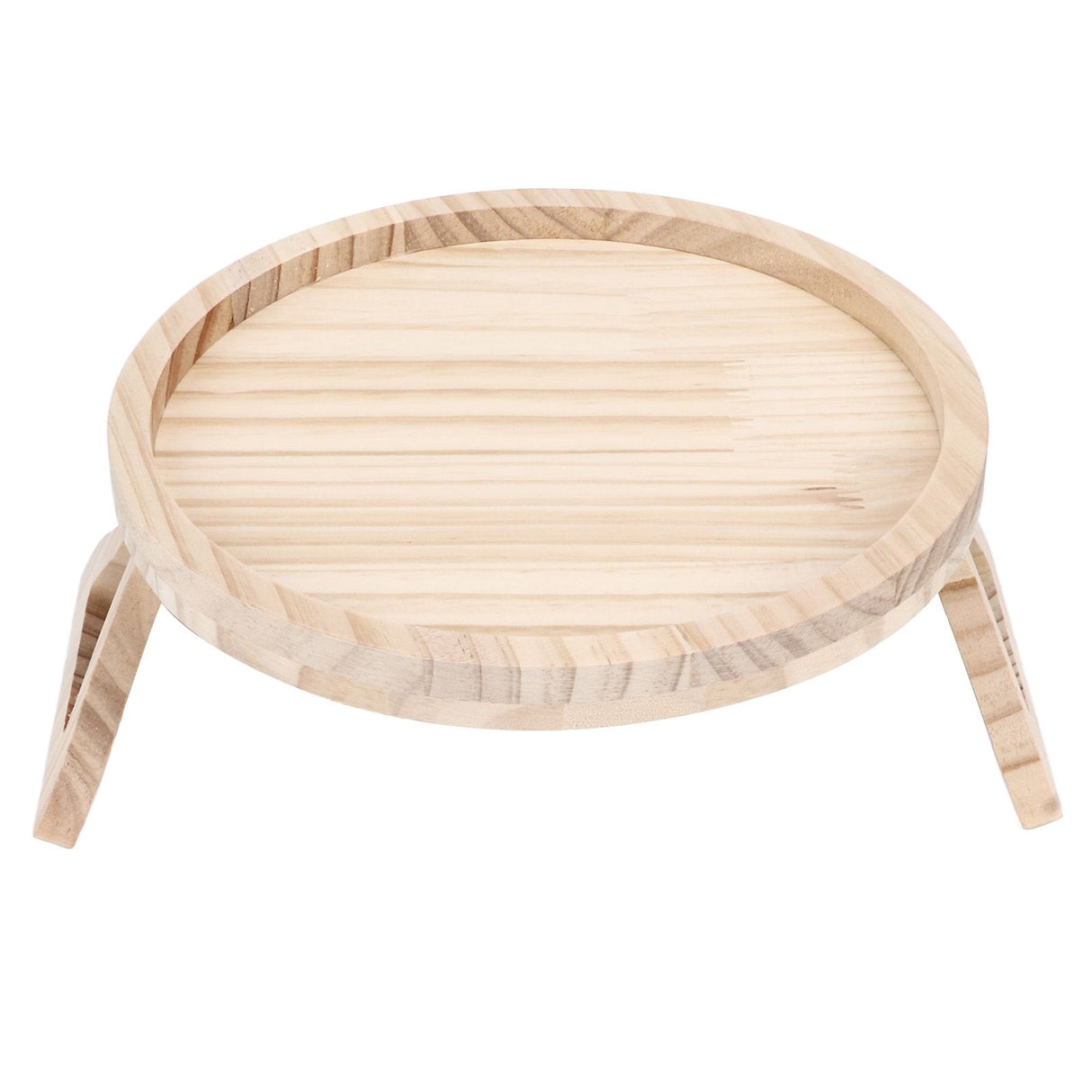 Clip On Tray Natural Bamboo 9.8in Round Home Couch Sofa Armrest Clip Tray Table for Snack Coffee Tee Remote Control 25cm/9.8in