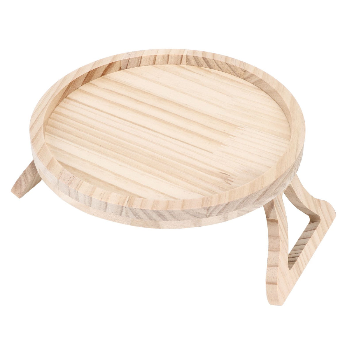 Clip On Tray Natural Bamboo 9.8in Round Home Couch Sofa Armrest Clip Tray Table for Snack Coffee Tee Remote Control 25cm/9.8in