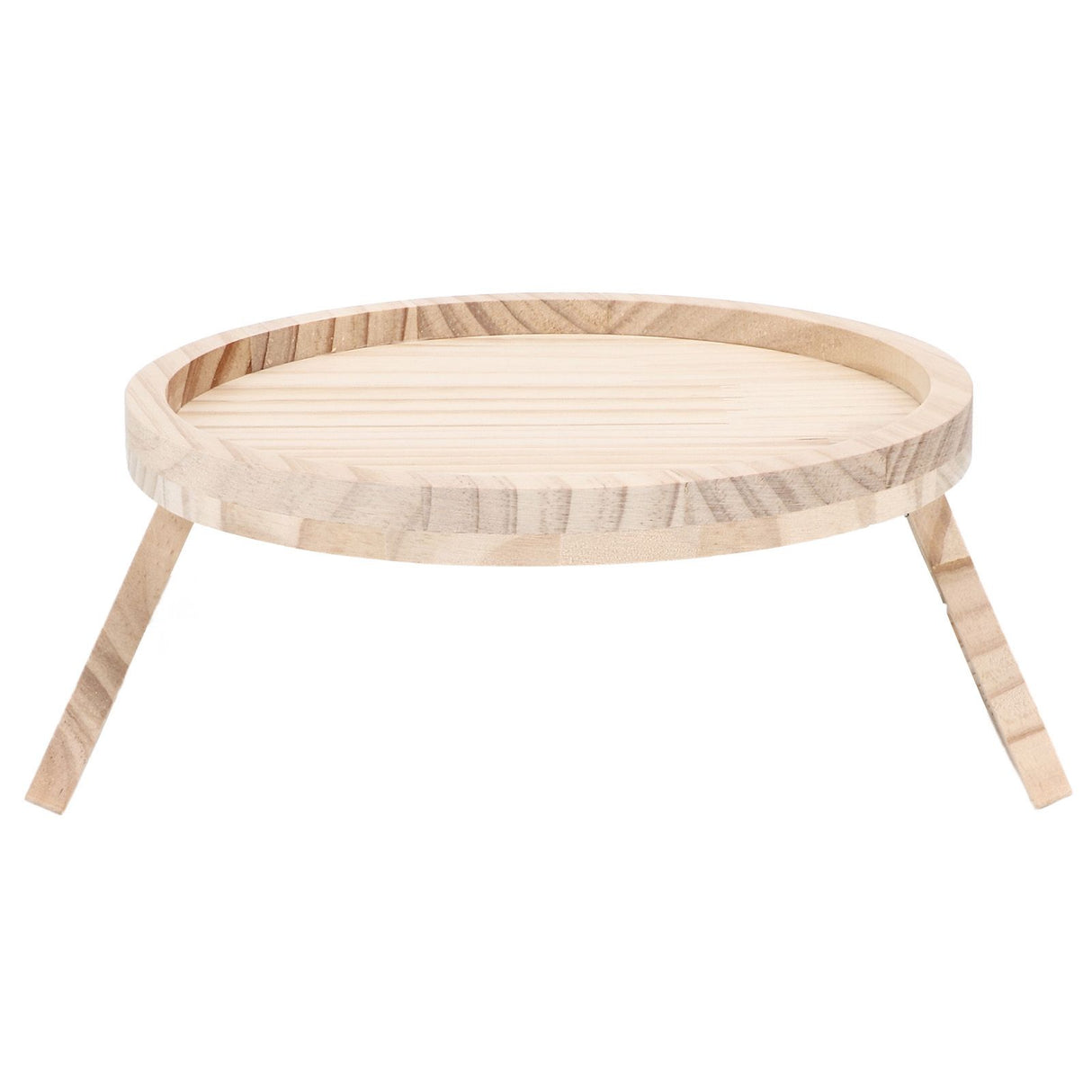 Clip On Tray Natural Bamboo 9.8in Round Home Couch Sofa Armrest Clip Tray Table for Snack Coffee Tee Remote Control 25cm/9.8in