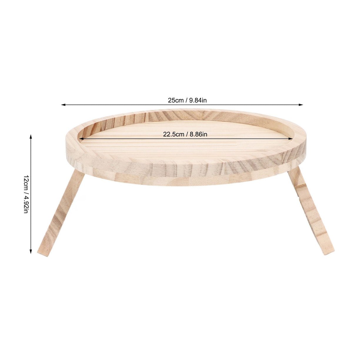 Clip On Tray Natural Bamboo 9.8in Round Home Couch Sofa Armrest Clip Tray Table for Snack Coffee Tee Remote Control 25cm/9.8in
