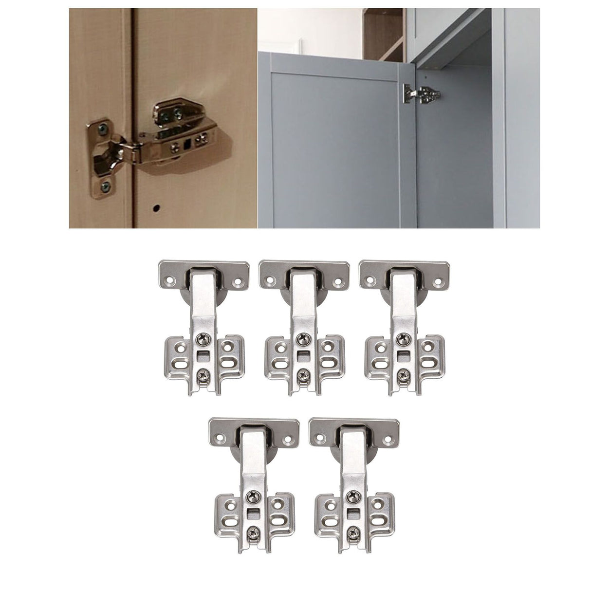 5Pcs Hydraulic Buffer Hinge Reduce Noise Closing Speed Anti Rust Cabinet Door Butt Hinge for Home Wardrobes Bookcases Type A