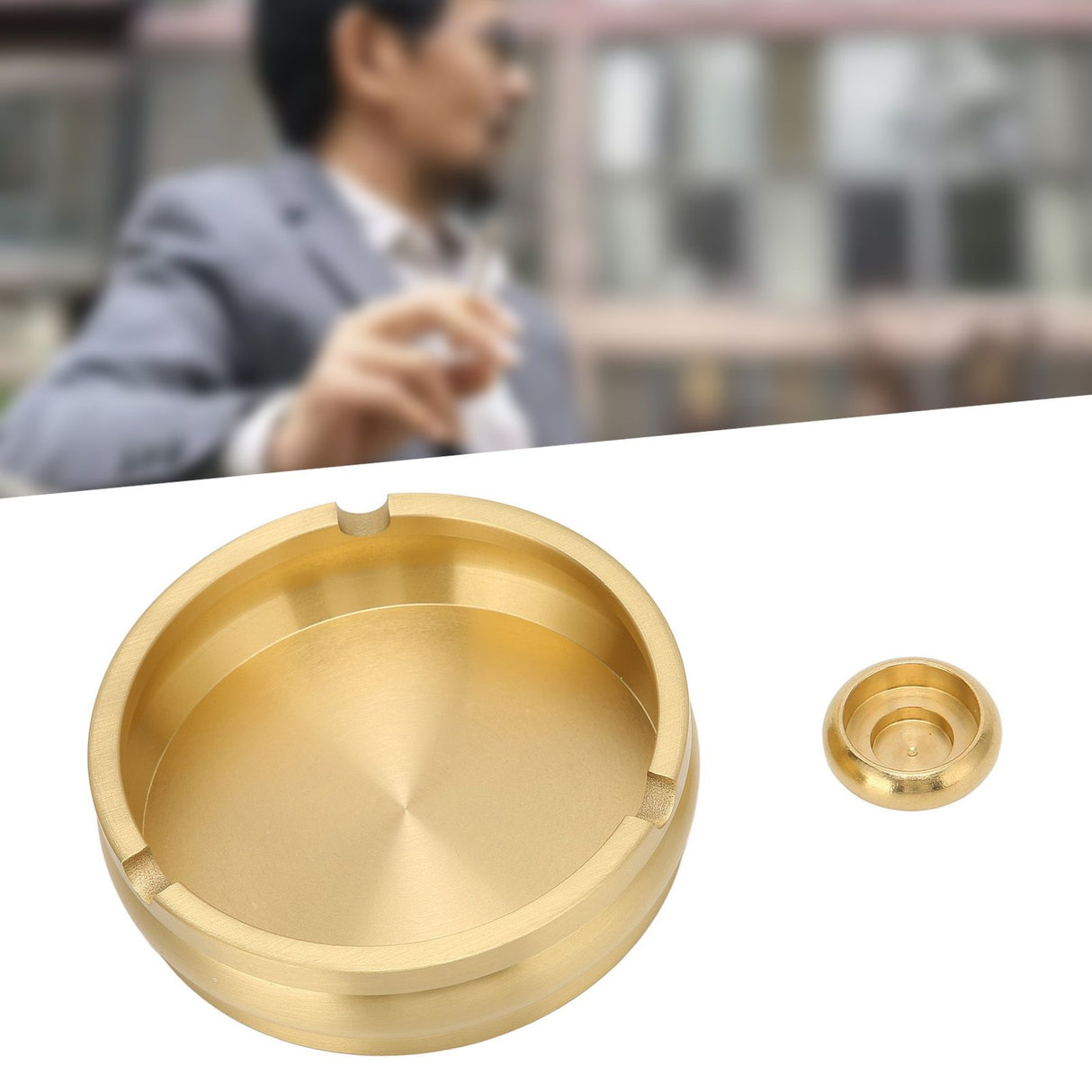 Copper Cigarette Ashtray Rust Proof Anti Corrosion Simple Modern Style Ashtray for Home Office Bar Cafe Hotel Restaurant