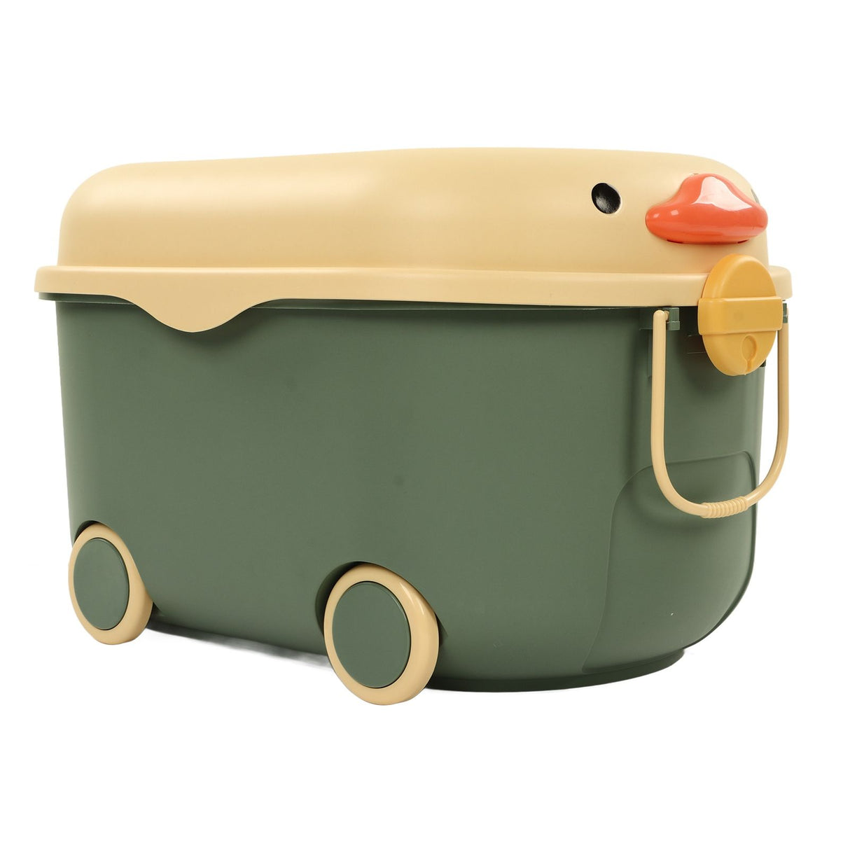 Toy Storage Box Multi Purpose Cute Duck Cover Plastic Clothes Organize Box with Wheel for Children Green (Large)