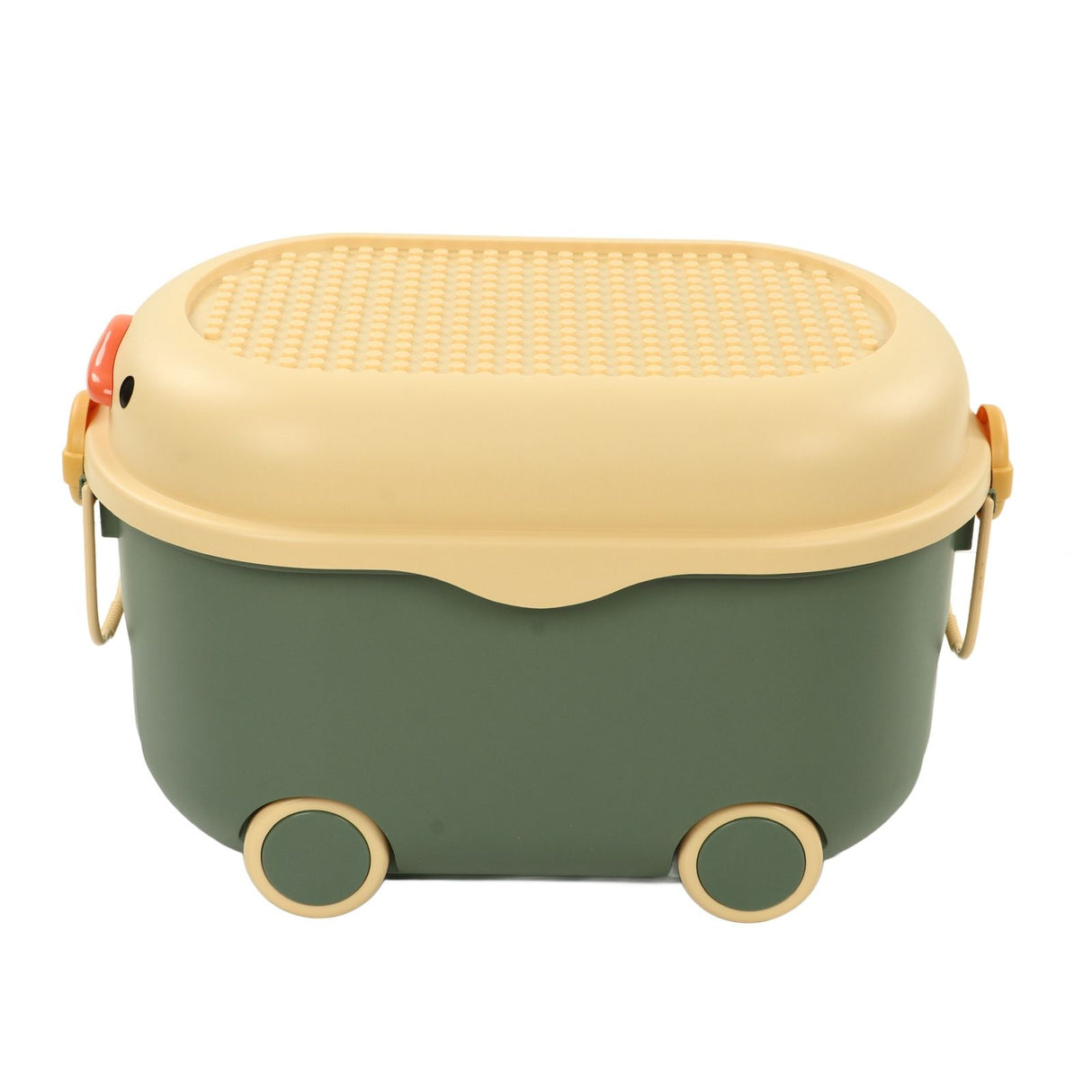 Toy Storage Box Multi Purpose Cute Duck Cover Plastic Clothes Organize Box with Wheel for Children Green (Large)