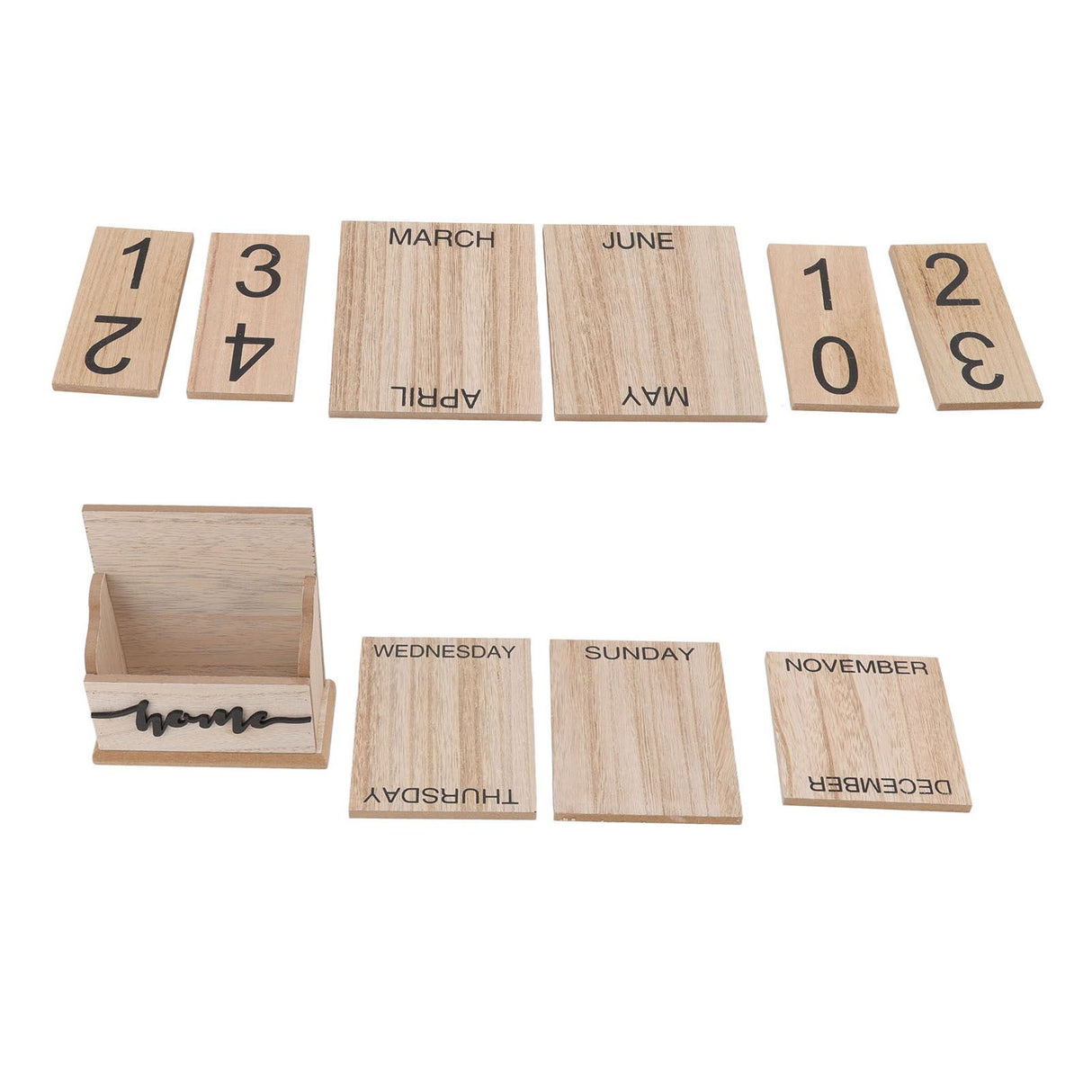 Wooden Perpetual Date Desk Calendar Manual Reusable Retro Beautiful Desktop Calendar Wood Block Calendar