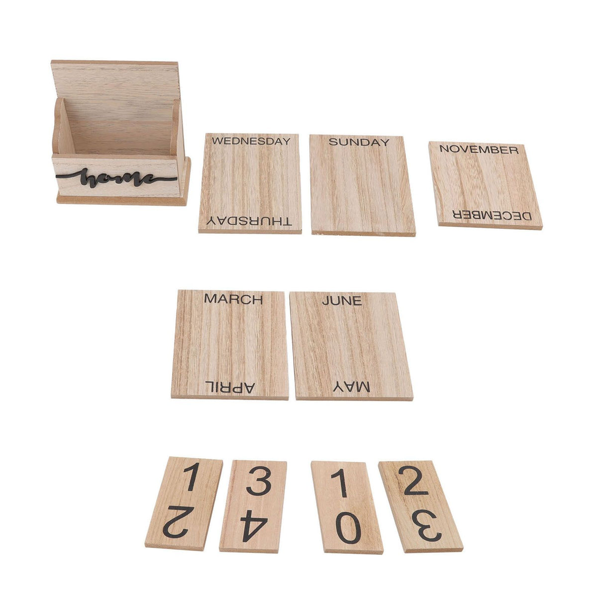Wooden Perpetual Date Desk Calendar Manual Reusable Retro Beautiful Desktop Calendar Wood Block Calendar