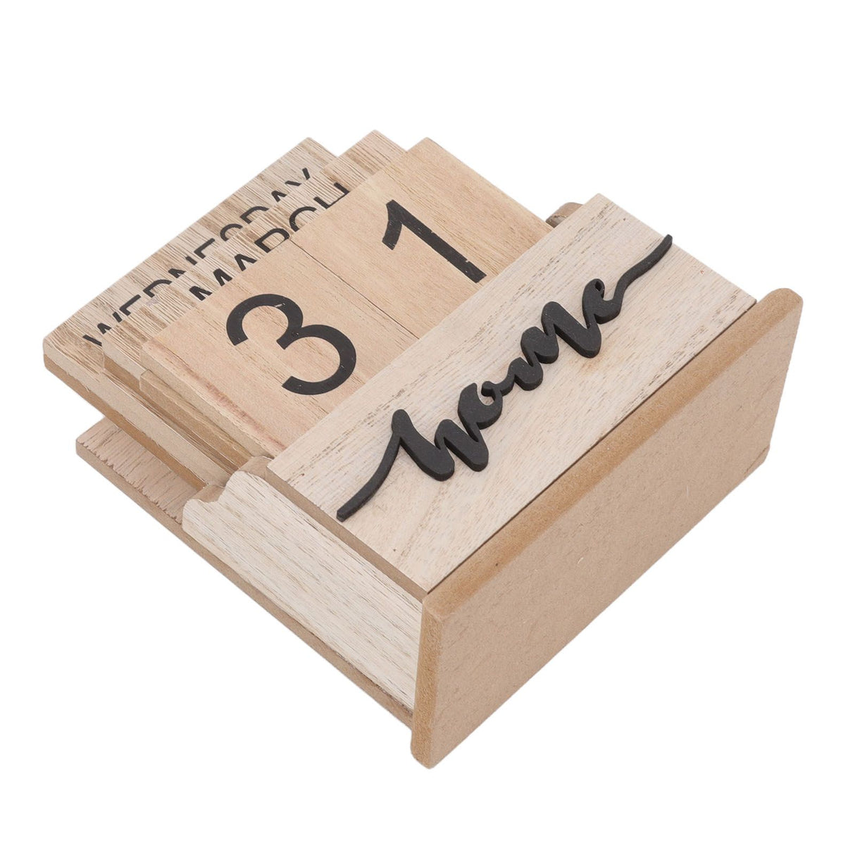 Wooden Perpetual Date Desk Calendar Manual Reusable Retro Beautiful Desktop Calendar Wood Block Calendar
