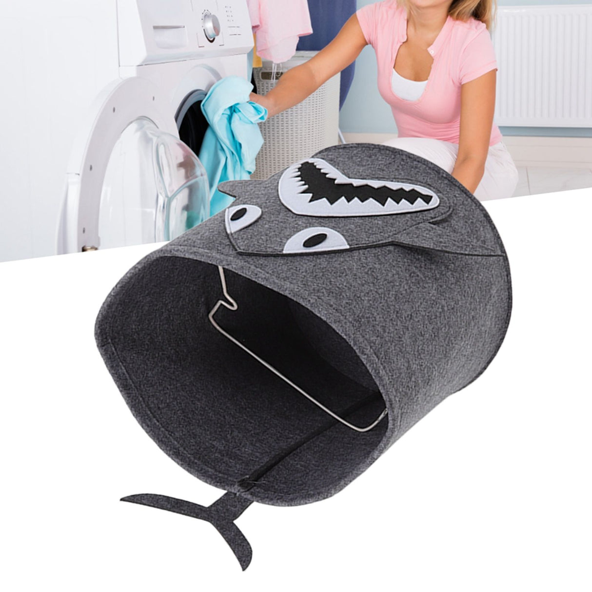 Cotton Laundry Hamper Thickened Cartoon Animal Children's Toys Household Debris Dirty Clothes Storage Bucket 30x27cm Shark