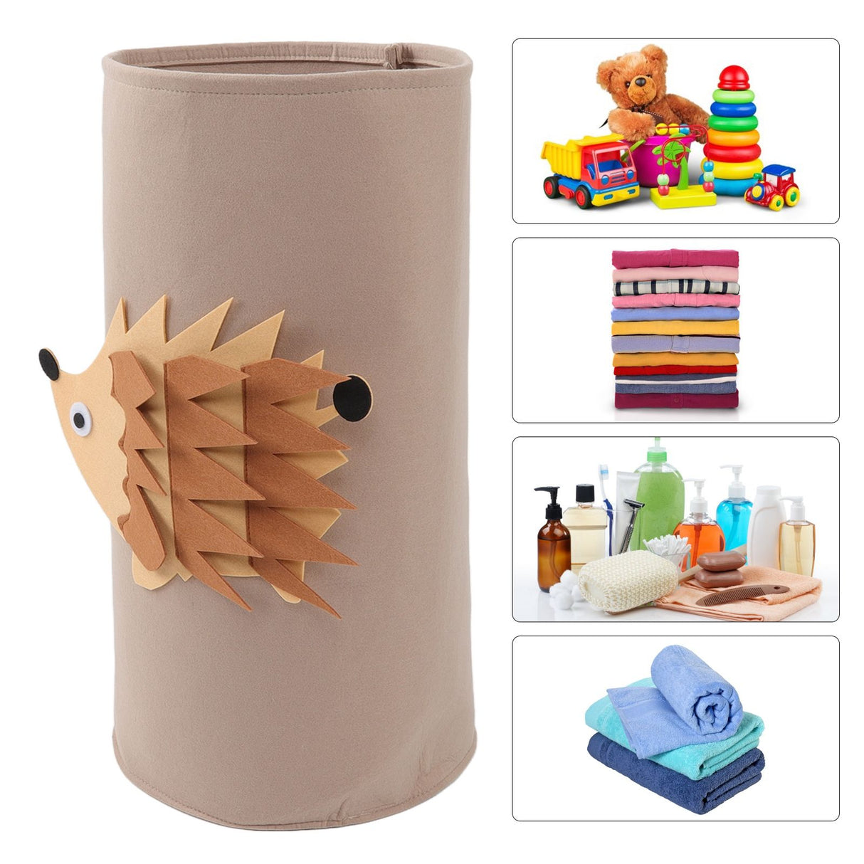 Cotton Laundry Hamper Thickened Cartoon Animal Children's Toys Household Sundries Clothes Felt Cotton Storage Bucket Hedgehog
