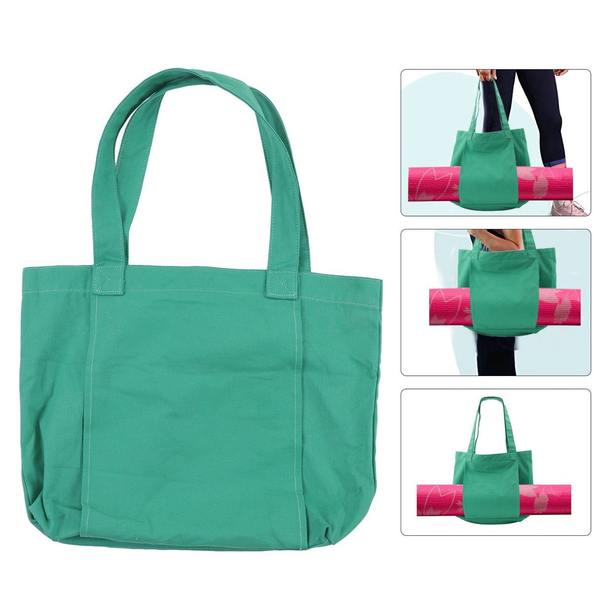 Yoga Carryall Bag Large Capacity Lightweight Foldable Yoga Mat Bag with Zippered Inner Pocket for Gym Outdoor Sports Green