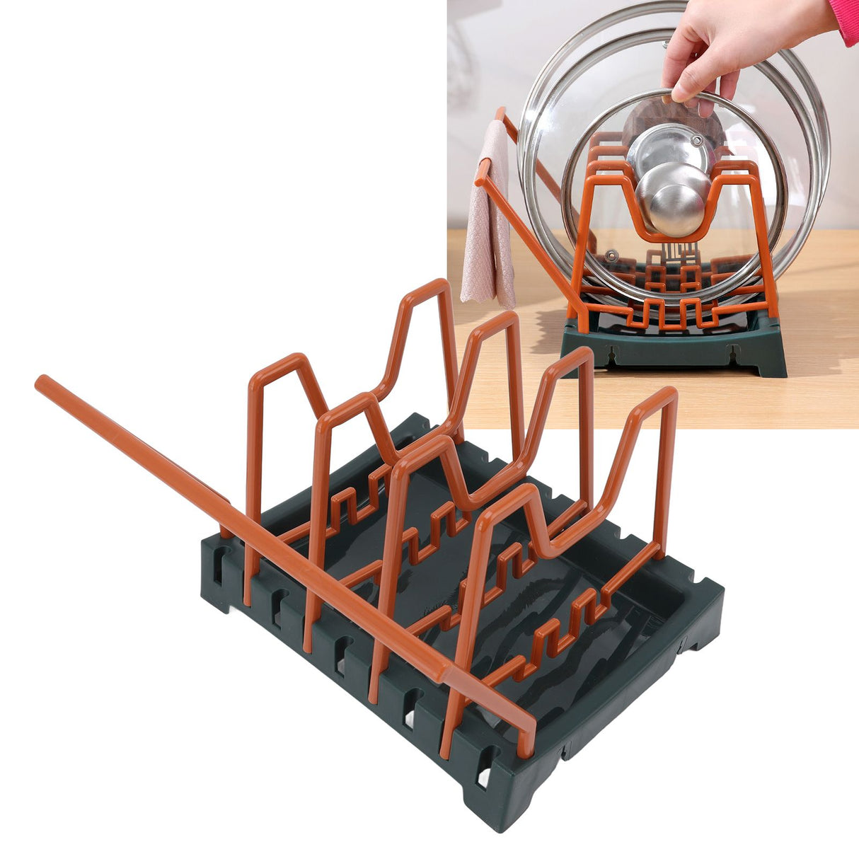 Pot Lid Holder Durable PP Space Saving Stable Nonslip Base Wide Application Cutting Board Organizer Type D