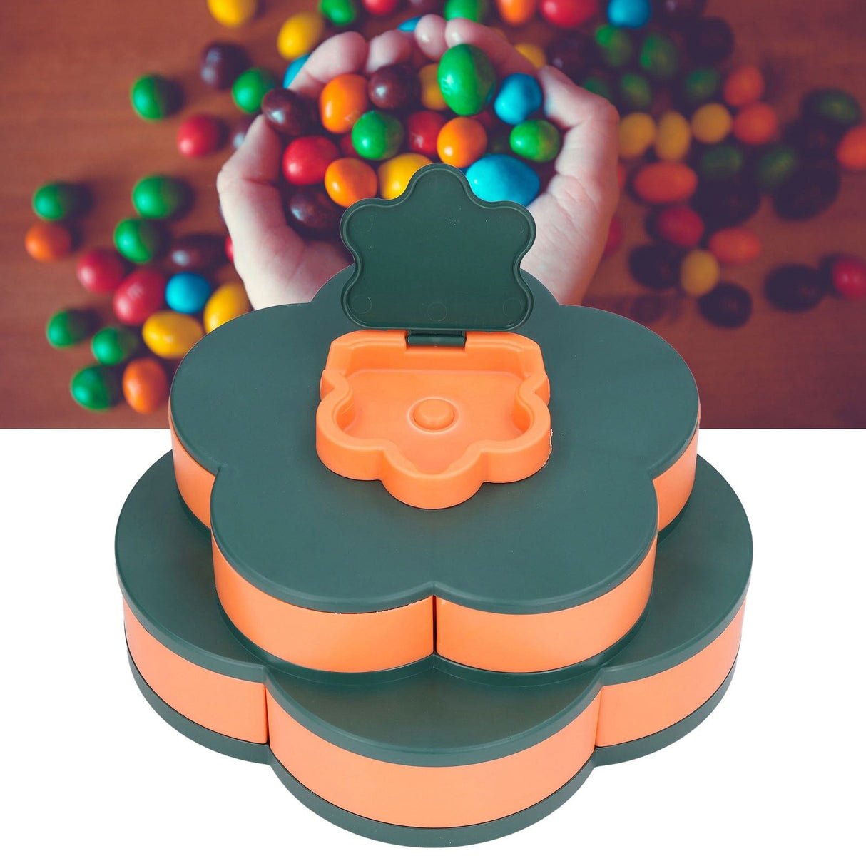 Snack Serving Tray Multifunction Large Capacity Flower Shape Nut Candy Serving Container for Home Double Layer