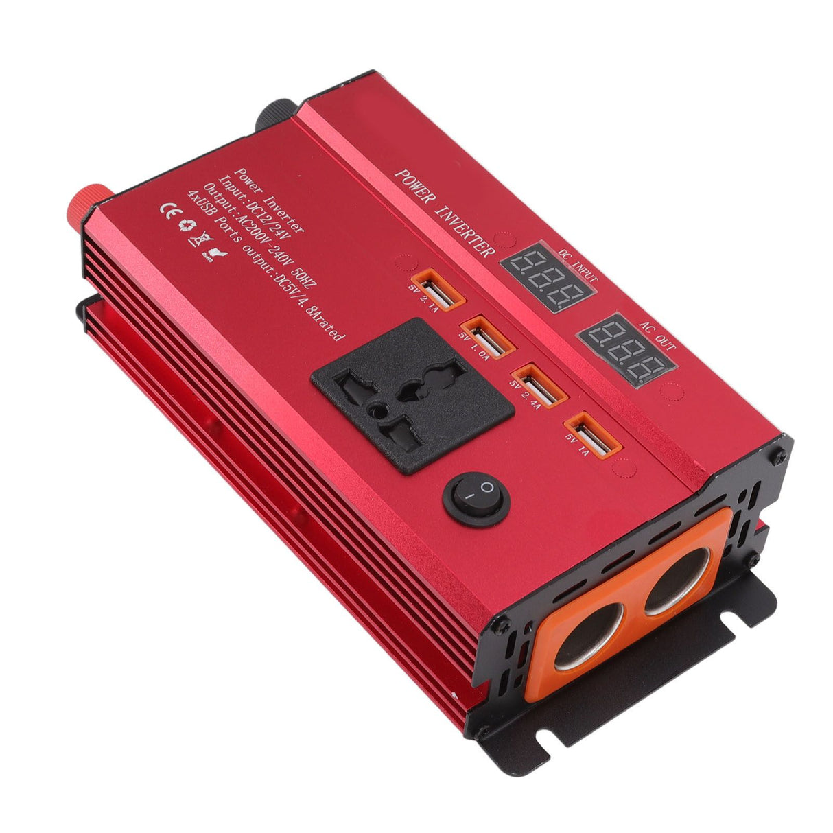 Car Power Inverter 12V 24V to 220V Aluminium Alloy 420W LED Screen Safe Charging 4 USB Ports Car Inverter 420W