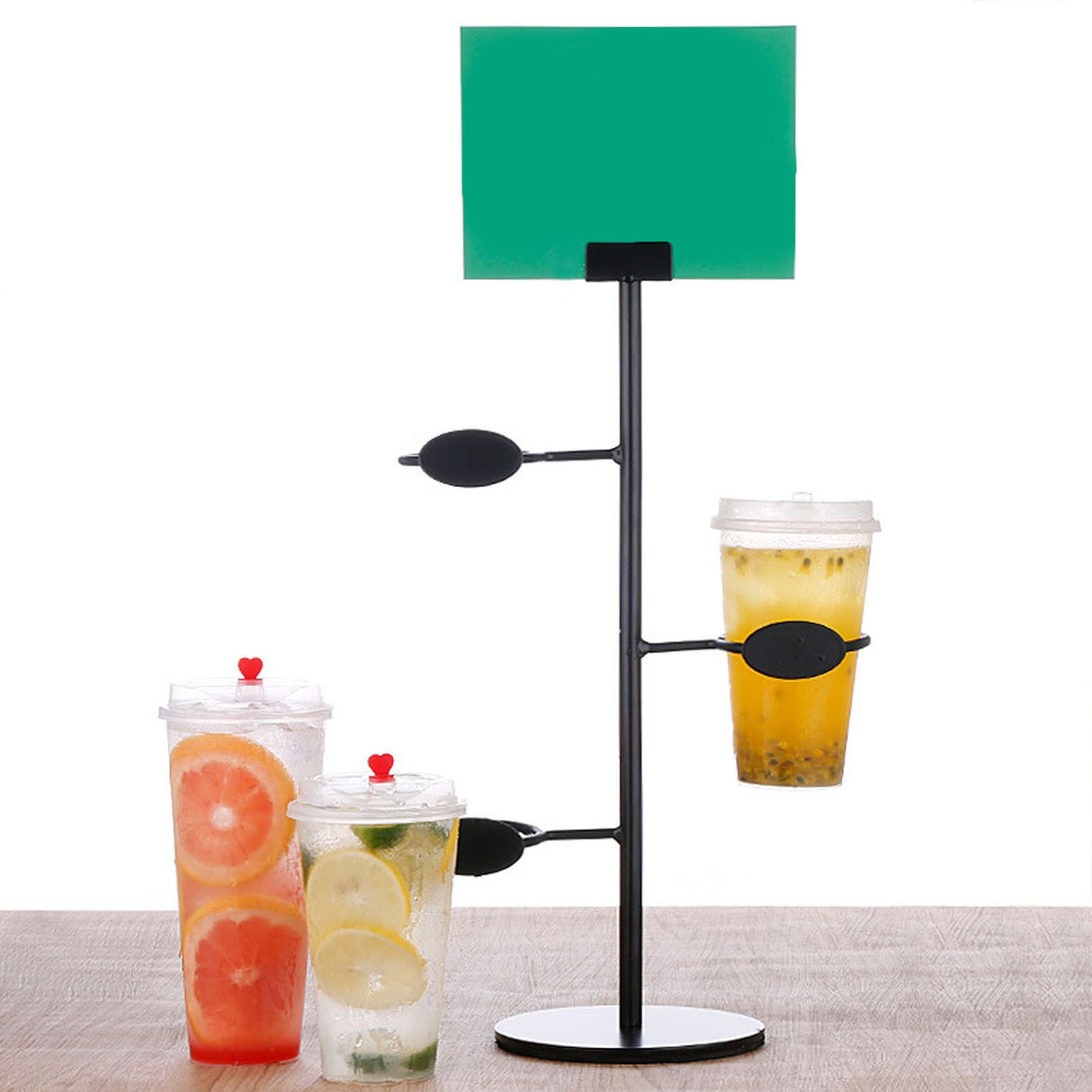 Cup Holder 3 Holes Black Appearance Iron Material Simple Stylish Cup Display Stand for Party Restaurant