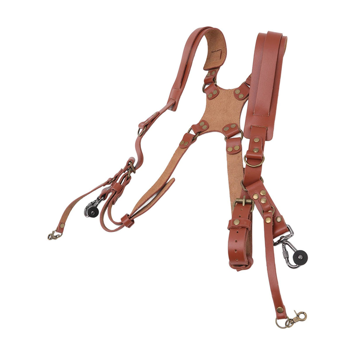 Dual Shoulder Leather Harness Comfortable Camera Strap Accessories for 2 Cameras Brown