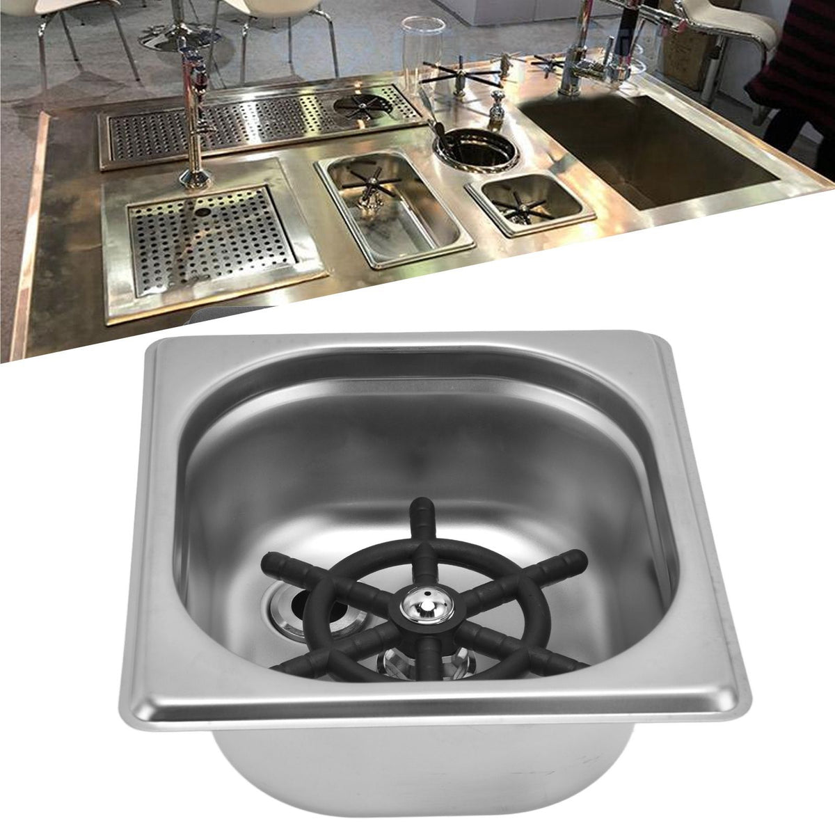 Glass Rinser Stainless Steel Automatic Cup Washer Cleaner for Bar Pub Restaurant Coffee Shop HotelSilver