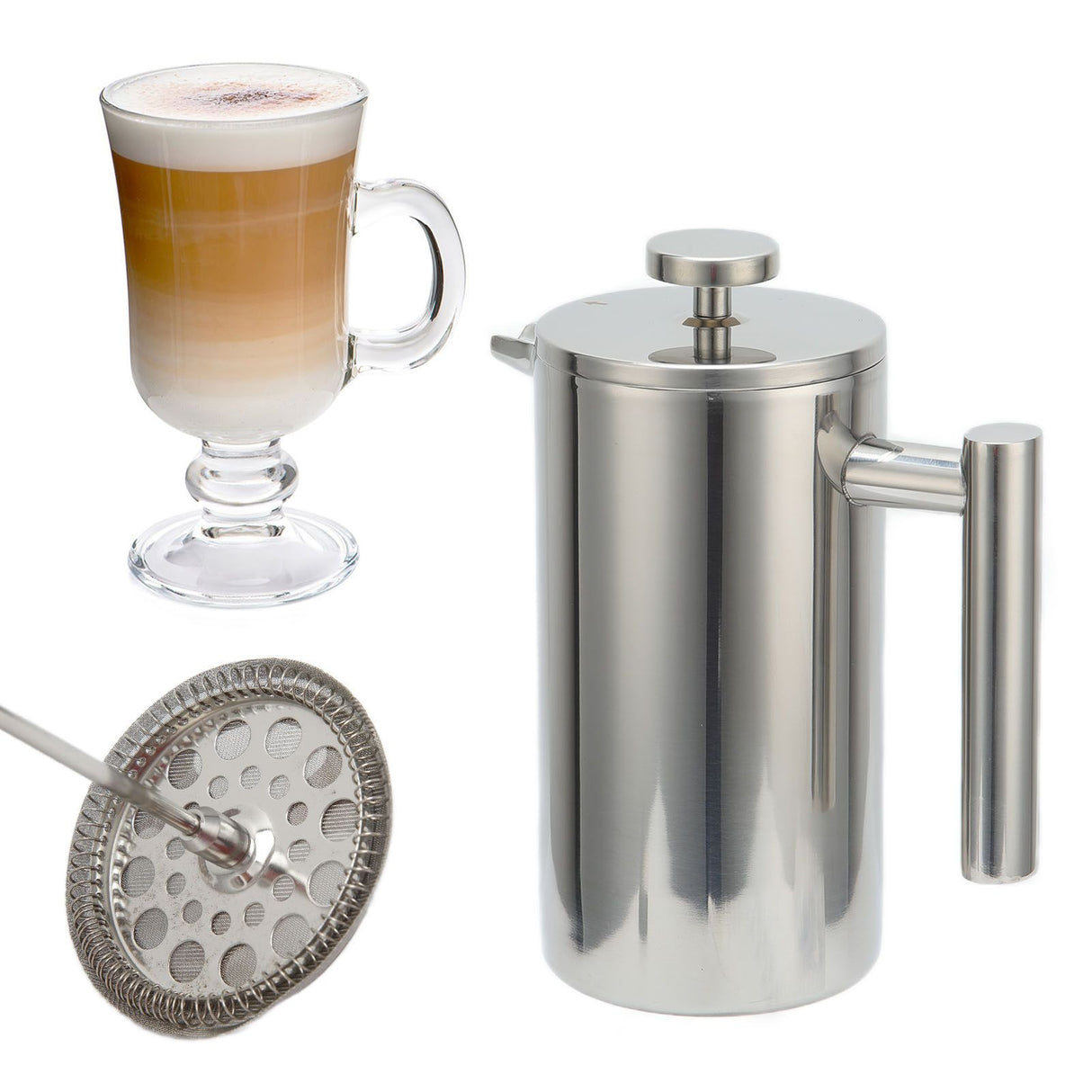 1000ML French Press Stainless Steel Coffee Pot Hand Brewed Coffee Tea Maker for Home