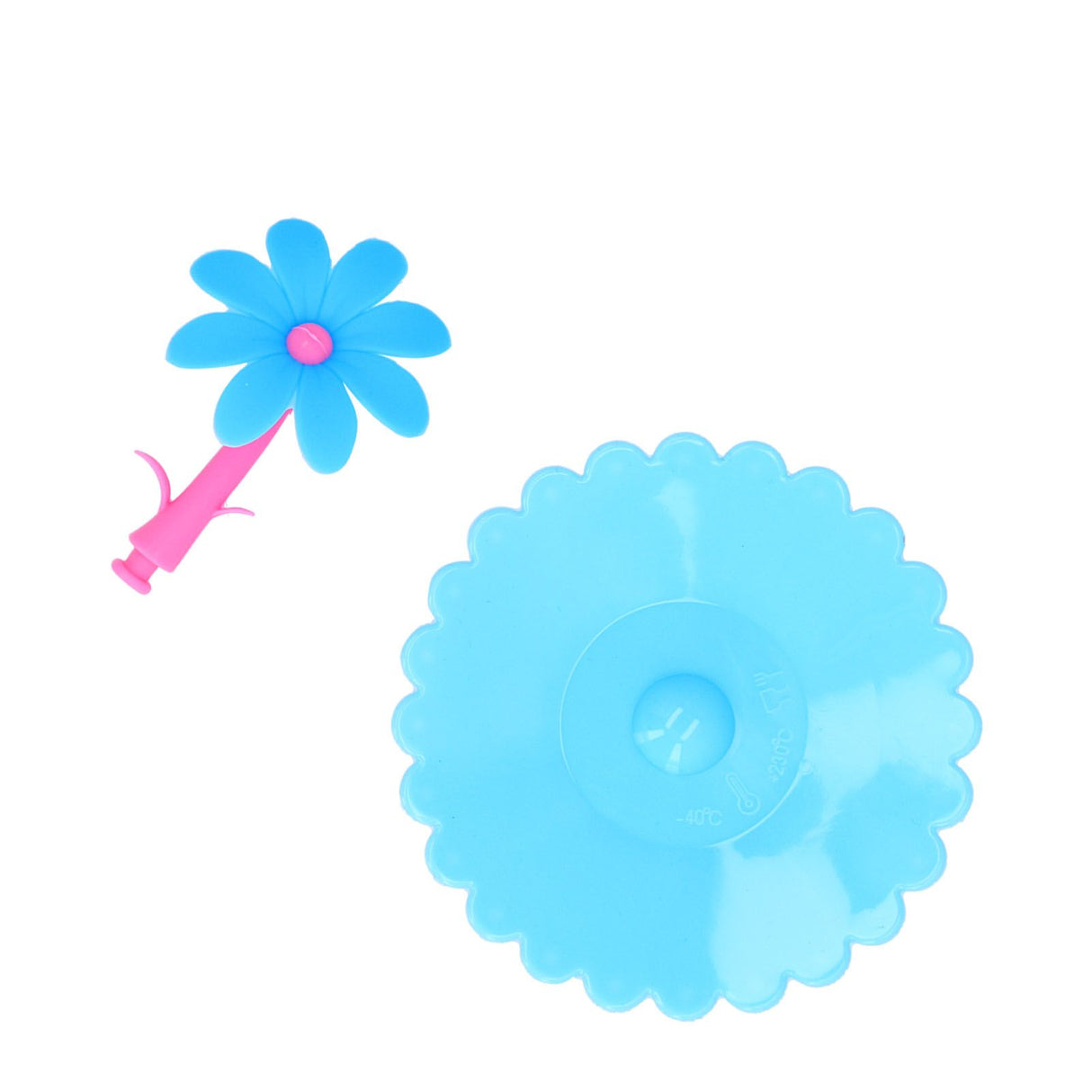Silicone Lid Dustproof Hot and Cold Beverage Cup Cover with Flower Shape Handle for Kitchen HomeBlue