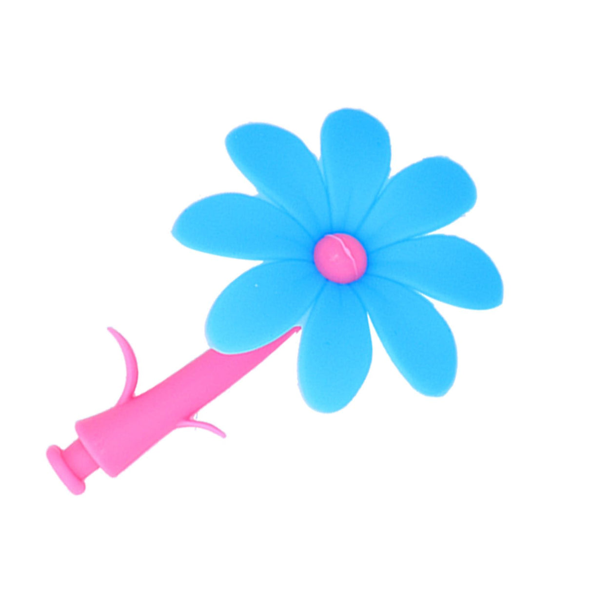 Silicone Lid Dustproof Hot and Cold Beverage Cup Cover with Flower Shape Handle for Kitchen HomeBlue