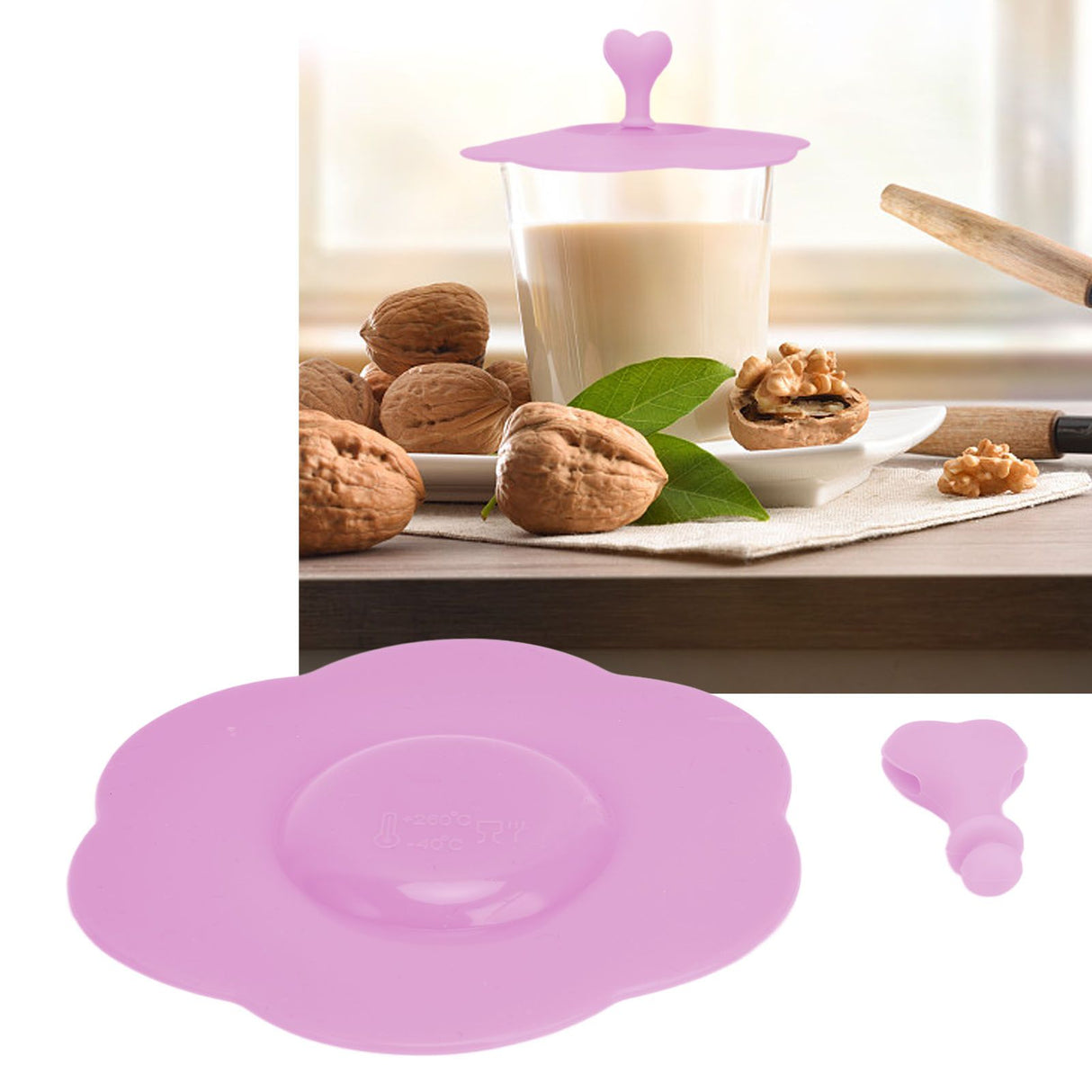 Silicone Lid Dustproof Heat Resistant Hot and Cold Beverage Cup Lid for Kitchen HomePink
