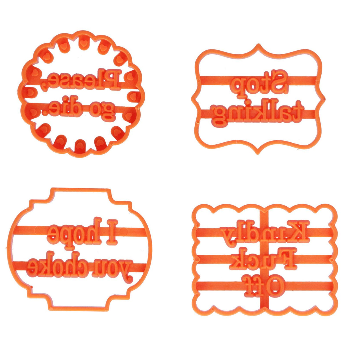 4Pcs Biscuits Molds Cookie Plastic DIY Baking Molds with Phrases for Home Birthdays Holidays