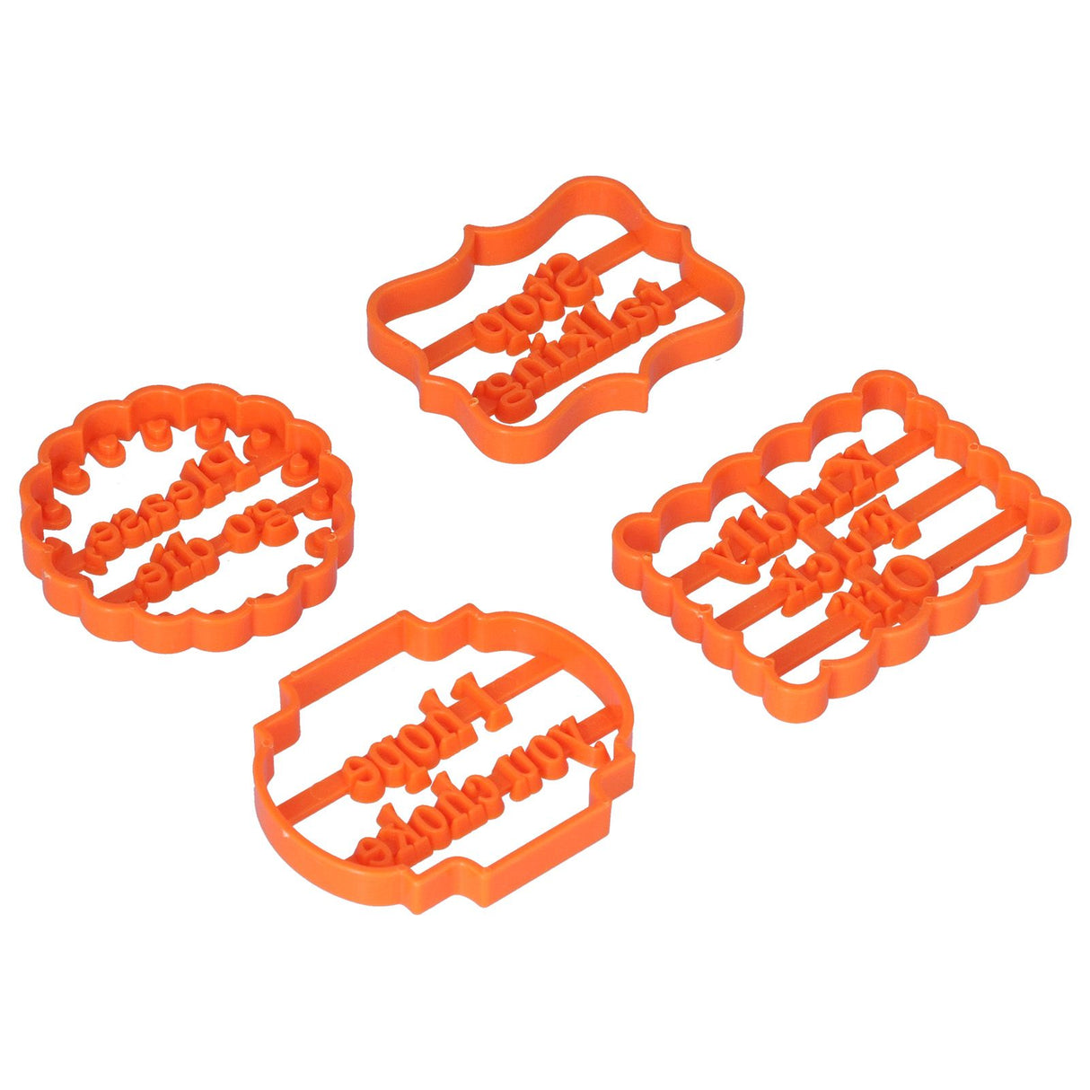 4Pcs Biscuits Molds Cookie Plastic DIY Baking Molds with Phrases for Home Birthdays Holidays